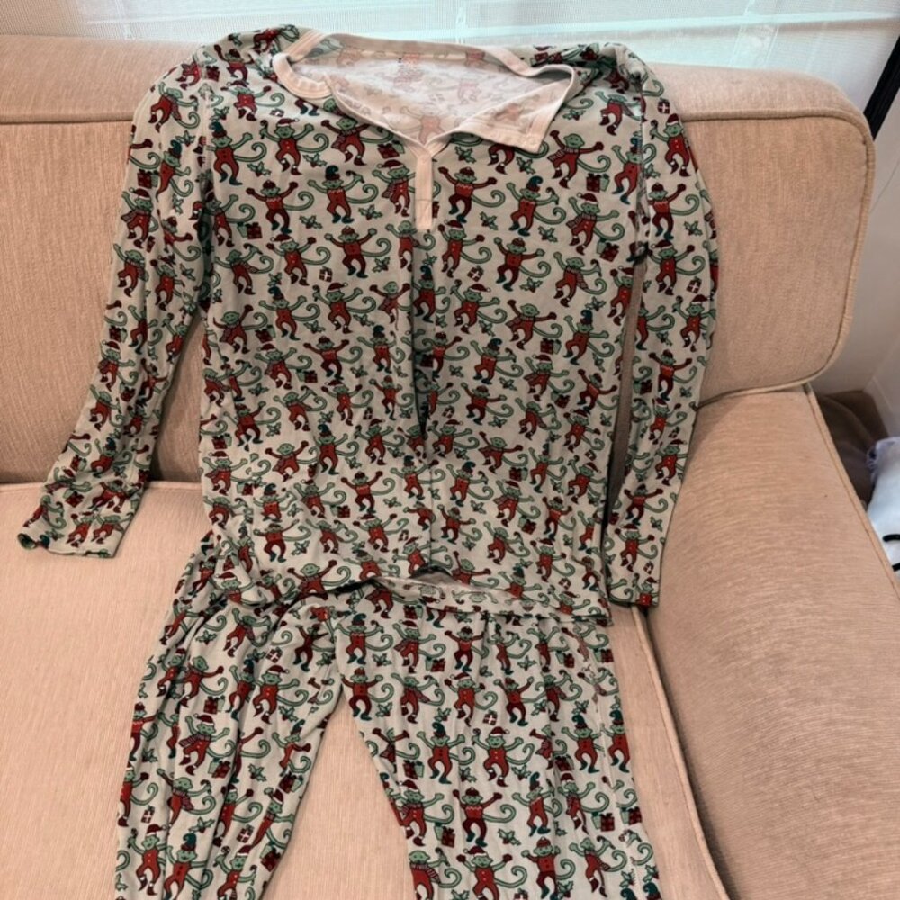 Roller Rabbit Womens Christmas Monkey PJ's XS